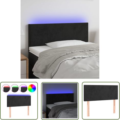 The Living Store Tête de lit à LED Noir 90x5x78/88 cm Velours - Tête De Lit Led - Tête De Lit Velours - Tête De Lit Moderne - Éclairage Led - Tête De Lit Ajustable (1/5)