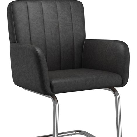 Set di 4 sedie da pranzo nere in ecopelle con gambe metalliche a Z (1/5)