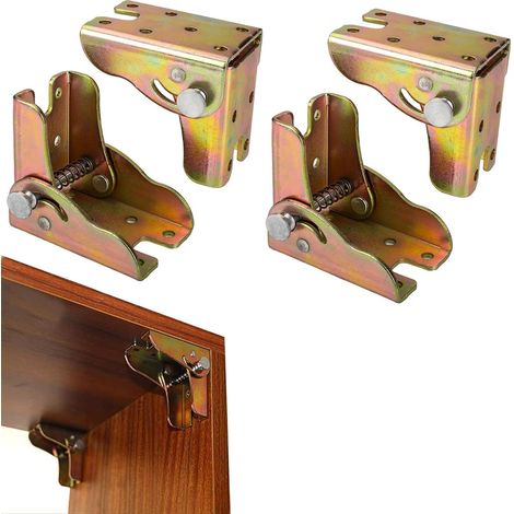 CCYKXA Pcs Folding Hinges, Self-Locking Folding Hinge, 90 Degree Folding Hinge, Folding Table Leg Supports, Folding Leg Hinges for Bed Table Legs