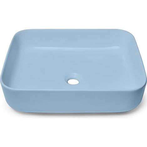 Swiss Aqua Technologies Lavabo freestanding Infinitio 50x39 cm + scarico, blu opaco (SATINF5039LBLM-SETBP)