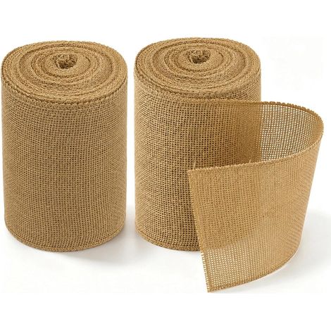 Ruban Toile de Jute Naturel 15cmx20m Bande D' enroulement de Jute Chemin de Table Toile de Jute pour Protection des Arbres, Décoration de Mariage et Noël Jardin, Bricolage, Emballages Cadeaux (1/5)