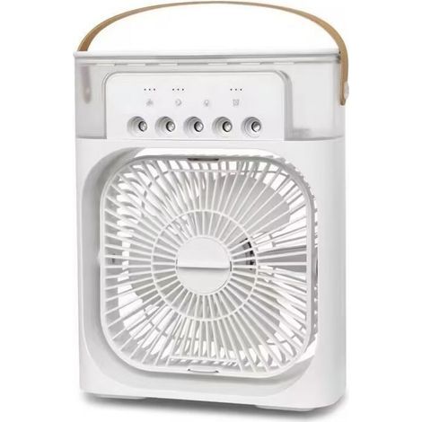 Refroidisseur D'air Portable - 4 En 1 Air Cooler Humidificateur Veilleuse - 600 ml - 3 Vitesses 3 Modes Brume 7 Couleurs LED - USB-C - Pour Bureau Chambre Bureau Extérieur (1/5)
