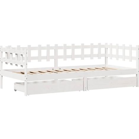 Dormeuse con Cassetti Bianco 90x200 cm Legno Massello di Pino vidaXL (1/4)
