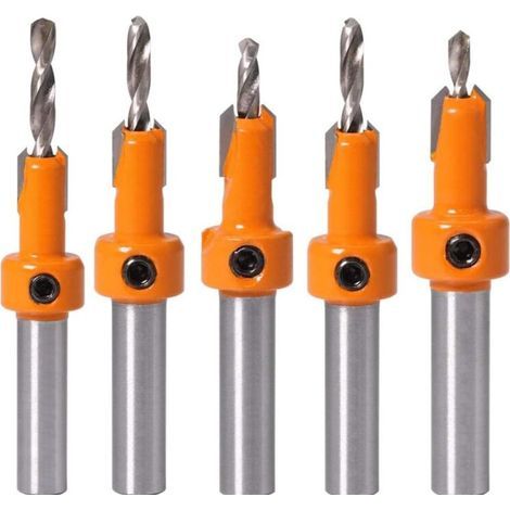 5pcs foret chanfrein à bois chanfrein compteur HSS foret conique foret (1/4)