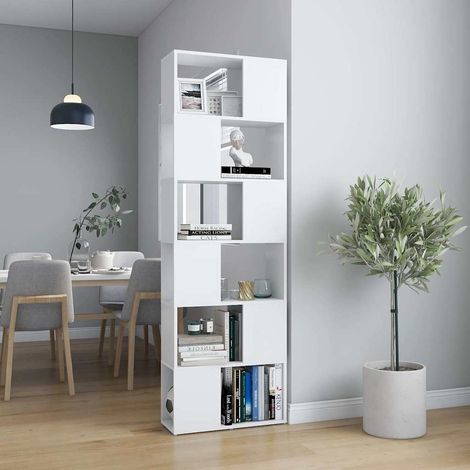 809098 vidaXL Book Cabinet Room Divider White 60x24x186 cm (1/5)