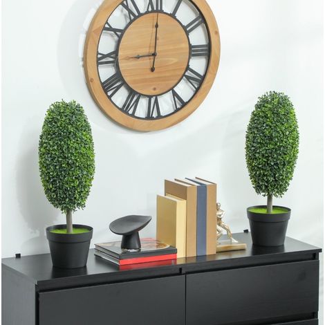 Set di 2 piante artificiali 60 cm verdi, resistenti ai raggi UV con vaso (1/5)