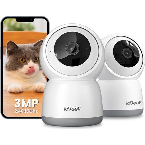Caméra Surveillance WiFi Intérieur 360° - Camera IP avec Double WiFi (2.4G/5GHz), Détection AI/PIR, Suivi Automatique, pour Chien/Bébé/Maison, SC1 (1/5)