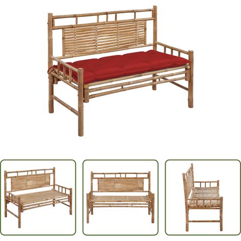 Bambusbank - Gartenbank mit Auflage 120 cm Bambus (1/5)
