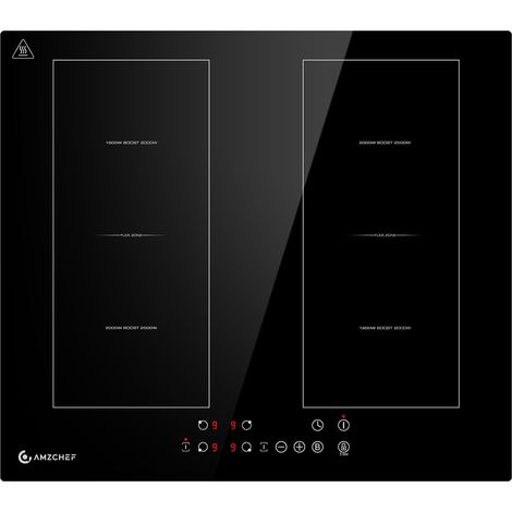 Induktionskochfeld 60cm mit Zwei Flexzonen, 4 Zonen Induktionskochplatte mit Boost-Funktion und 9 Leistungsstufen, Touch-Bedienung, Timer, Sicherheitsschloss, Überhitzungsschutz, BBQ, 7200W (1/5)
