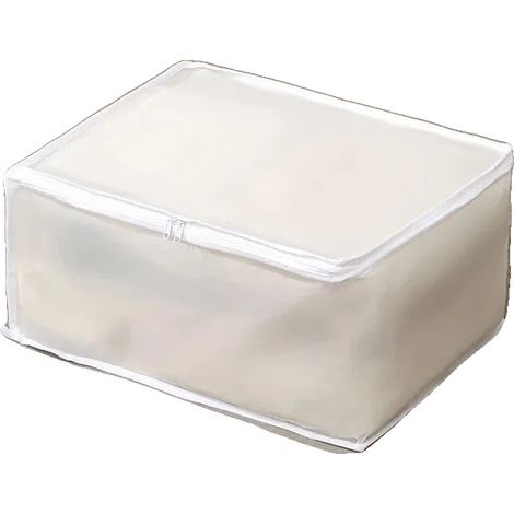 Bolsa de almacenamiento para debajo de la cama, impermeable, de gran capacidad, 2 unidades, blanca L (1/2)