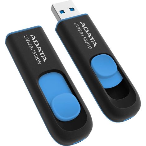 Clé USB ADATA UV128 512 Go, USB 3.2 Gen1, noir/bleu