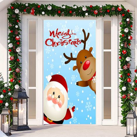 Nouvelle décoration adhésive de porte pour Noël, toile de fond festive, tapisserie murale pour porte de chambre, largeur de porte - SDMT-062 - 110 x 180 cm