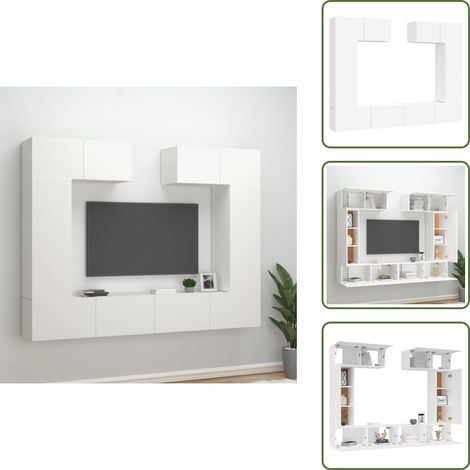 Ensemble de meubles TV 6 pcs Blanc Bois d'ingénierie - Meuble Tv - Meuble Tv Mural - Ensemble Meuble Tv - Rangement Tv - Salon