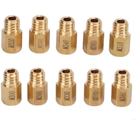 10-teiliges Hauptdüsen-Set für Vergaser – Messing, Sechskantausführung – für Mikuni VM/TM/TMX 300–390 – Größe 55–115 (1/5)