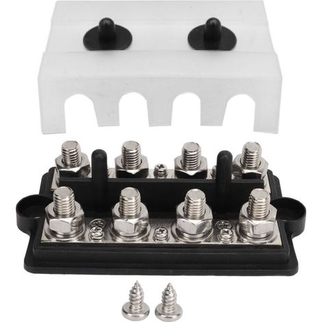 Jeffergarden Barre omnibus Marine RV Terminal de batterie bloc de distribution d'énergie 2 rangées M8 goujon DC12-48V 150A noir (1/4)