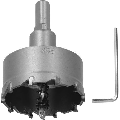 Scie-cloche carbure 55mm pour acier inoxydable, ouvre-trou TCT robuste, plaquette métallique, foret perforateur lourd (1/5)
