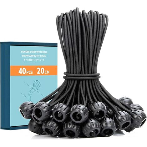 Cord Elastic Bungee Cord with Ball 40 Pieces 20 cm Elastic Tarpaulin Rope (1/5)