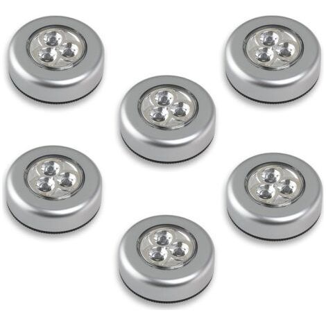 Set of 6 battery-powered LED lamps – White light – Easy installation on all surfaces – For confined spaces and emergency lighting (1/5)