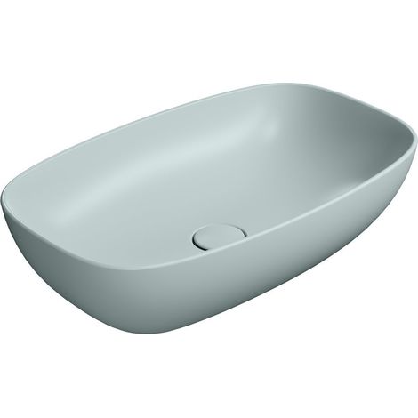 Lavabo en céramique NUBES sur plan 60x38cm, ghiaccio mat (1/2)