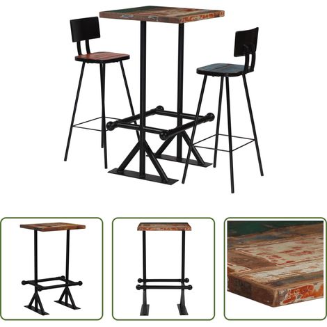 Barhocker - Bar-Set 3-tlg. Altholz Massiv Mehrfarbig (1/5)