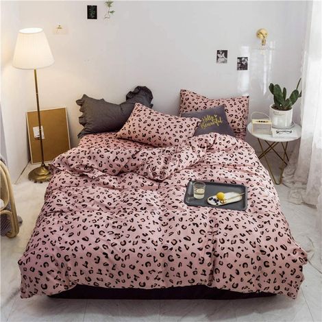 en Coton avec Housse de Couette léopard Rose (1/5)