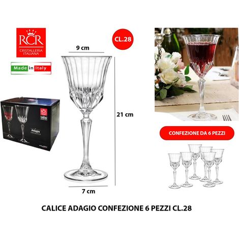 RCR Cristalleria Italiana Adagio - 2 - Set da 6 Calici Vino in Vetro