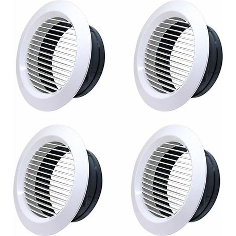 royaluxe -Grille D'aération Blanche, 4 Pcs Diffus de Plafond Rond, Grille de Ventilation en Plastique pour Ventilation des Pièces de Vie et D'affaires, Cuisine, Salle de Bain, Toilettes, Garages (1/5)