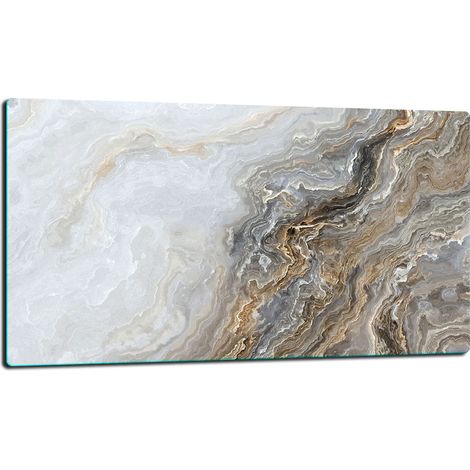 PLAQUE DE PROTECTION EN VERRE POUR CUISINIÈRE 90X52 MARBRE (1/5)