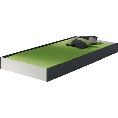 Tiroir de lit bois blanc et gris Kuzo 200 cm
