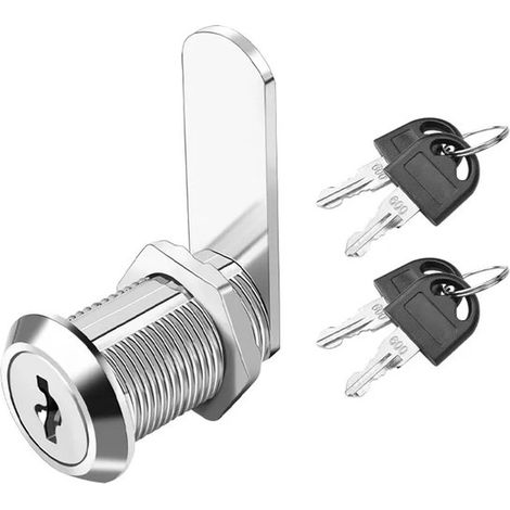 Serrures pour meubles, serrures de 25 mm avec 4 clés, pour sécuriser boîtes aux lettres, tiroirs, meubles, armoires, boîtes à outils et boîtes postales. (1/2)