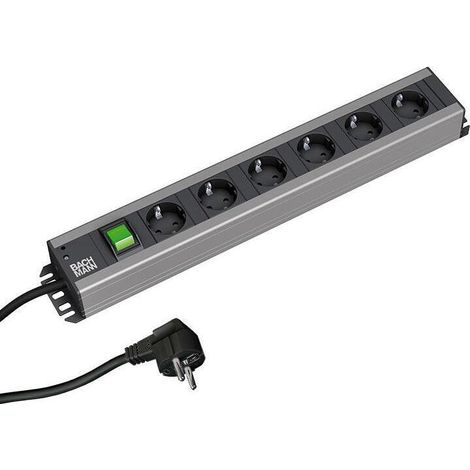 BACHMANN BANDA DE ARTESANOS 6xCEE7/3 1xSchalter Strom 2,0m CEE7/7, 300.003 (1/2)