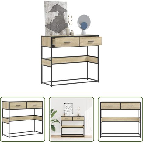 Rangement salon - Table console chêne sonoma 90x35x80 cm bois d'ingénierie (1/5)