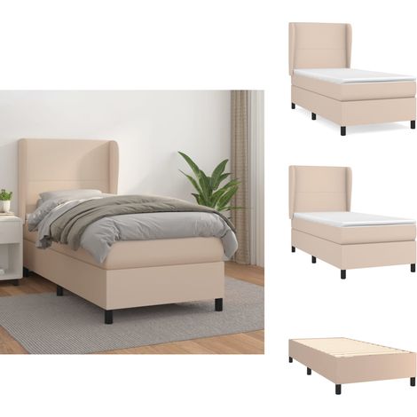 Sommier à lattes de lit avec matelas Cappuccino 90x200 cm - Lit Plateforme - Lit Double - Literie - Chambre À Coucher - Meuble De Chambre (1/5)
