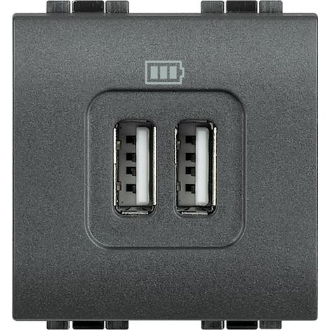 Bticino L4285C2 LL - Chargeur rapide USB 2 prises anthracite Living light 2 modules