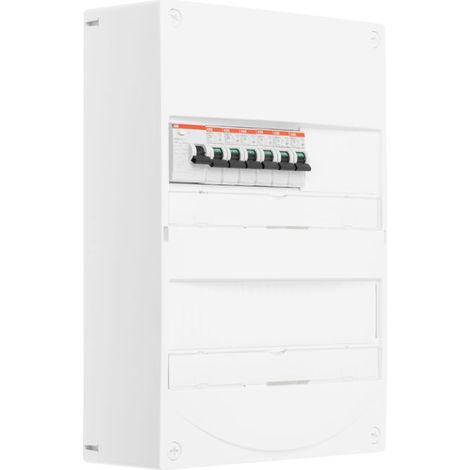 ABB Tableau 2 rangées pré-équipé 1 inter. diff. 40A type AC + 6 disjoncteurs (1/2)