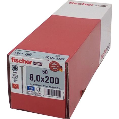 50x fischer Holzschraube 8,0x200 Edelstahl A2 TX Tellerkopf Teilgewinde Schraube (1/2)