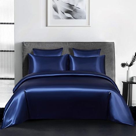 1 dreiteiliges Bettwäscheset: Bettbezug 220x240 cm, 2 Kissenbezüge 65x65 cm, Satin, für Erwachsene (1/5)