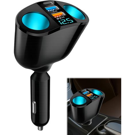 Adaptateur Allume-Cigare USB-C pour Voiture, Charge Ultra-Rapide 66 W QC3.0 avec Rotation à 360°, Charge simultanée de Plusieurs appareils, Sortie A+C à Ultra-Rapide 22,5 W (1/5)