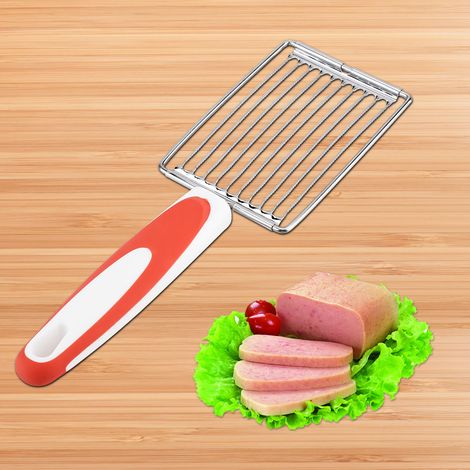 Coupe-viande en acier inoxydable pour jambon, fruits, tomates, outils de cuisine pour aliments mous (orange) (1/5)