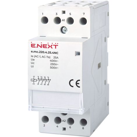 E.NEXT p005024 Contacteur modulaire 4P 25A 4NC 230V AC