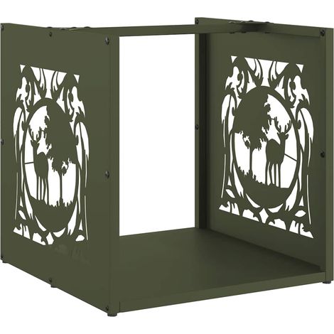 Maison Exclusive - Leñero verde oliva 40x40x40 cm Acero laminado