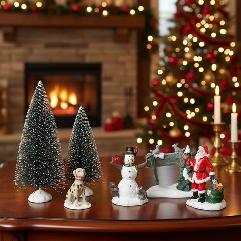 Statuette natalizie con Babbo natale e alberelli, totale di 7 pezzi (1/4)