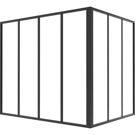 Verrière d'angle d'atelier en aluminium thermolaqué noir 120 x 90 x 105 cm (L x l x H) – BAYVIEW