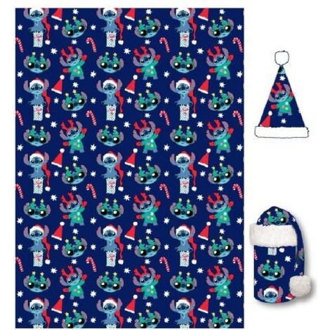 Lilo & Stitch Kuscheldecken-Set 100x140 cm – Flauschige Decke & warme Mütze