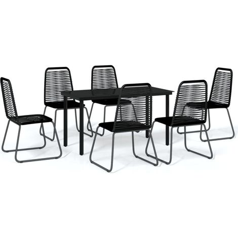 Maison Exclusive - 7-tlg. Garten-Essgruppe Schwarz