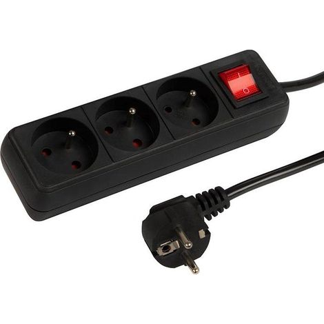 REGLA DE CORRIENTE PR-1.5M-3G-SW/B (3 TOMAS) 1,3 m (1/2)