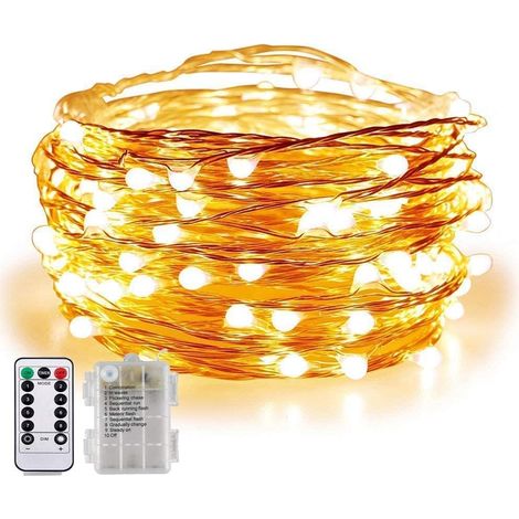 Guirlande lumineuse à piles avec variateur et minuterie à distance - 5 m (16,4 pi) - 50 LED (1/5)