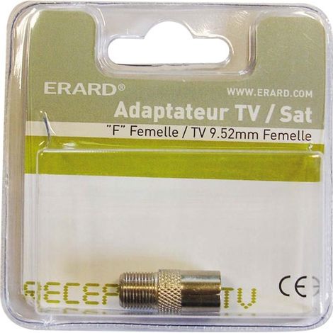 Adaptateur fiche satellite femelle, TV 9,52mm femelle (1/3)