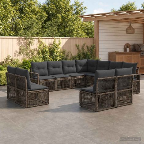 Set Divano da Giardino 11 pcs Grigio polyrattan vidaXL (1/5)