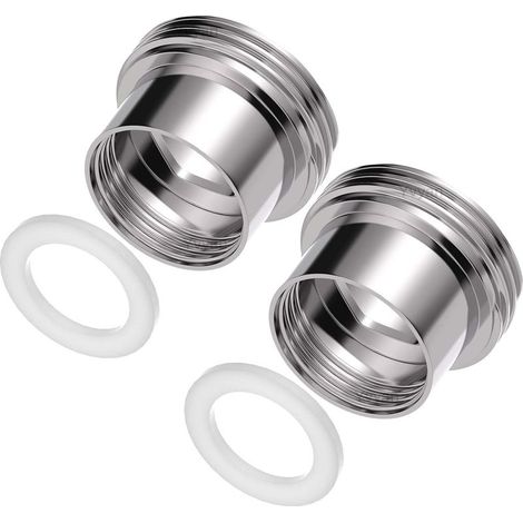 Adaptateur de robinet - 2 pièces, filetage intérieur F16 vers filetage extérieur M22 - Adaptateur de mousseur de robinet, idéal pour mousseur et lavabo (argenté, F16-M22) (1/5)